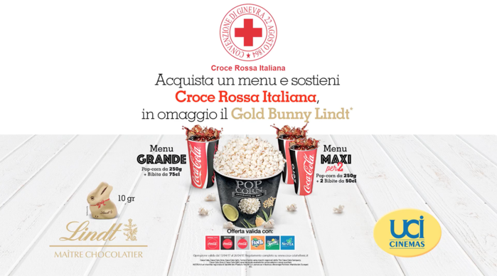 UCI Cinemas, Coca Cola HBC Italia e Lindt Italia insieme alla Croce Rossa Italiana per le popolazioni colpite dal terremoto